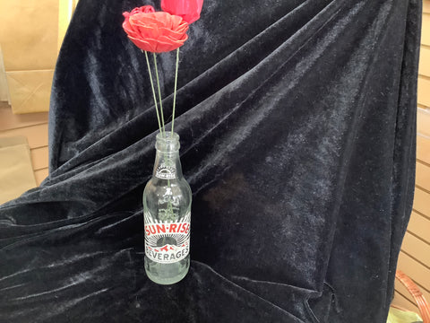 Vintage Soda Bottle “SUN-RISE” with 3 Wood Flowers by Kellee