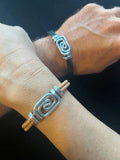 Square Twist Bracelet: Medium / Black matte leather