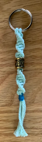 Light Green Macrame Keychain with A Gold Bead