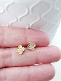 Sosie Designs - Gold Tiny Clover CZ Studs - Clear