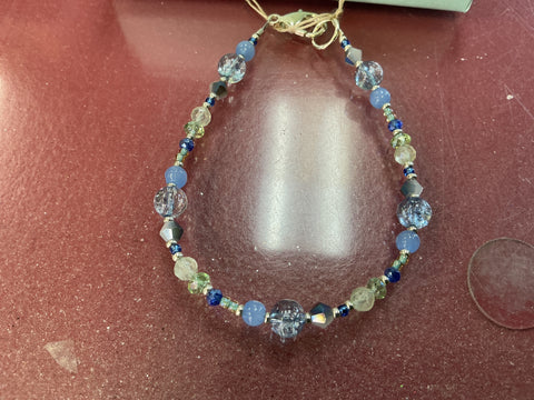 Beaded Blue and Greens Bracelet by Caitlin
