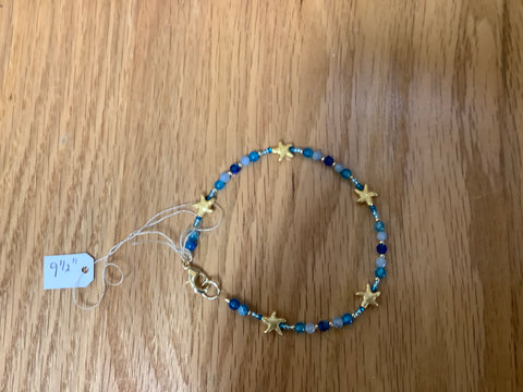 Beaded Starfish Anklet by Cailtin.  9 1/2”