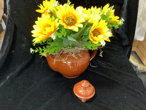 Brown Teapot with Sunflowers by Lisa