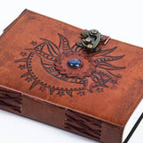 Embossed Leather diary with Sun and moon Stone 200 Travel Journal