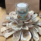 9” oyster candle arrangement with gel candle