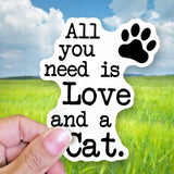 Tipsy Coasters & Gifts - Funny Sticker | All you need is love and a cat