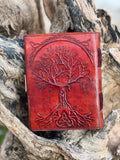 Tree Embossed Leather Journal diary with 200 Handmade pages.  Black