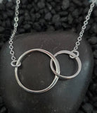 Sosie Designs - Two Intertwined Circle Sideways Necklace - Sterling Silver: 16"