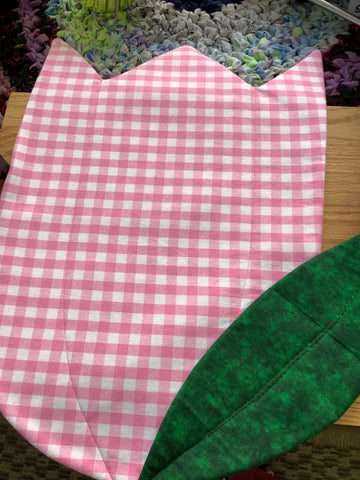 Pink Checked Tulip Placemat by Carol