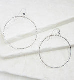 Sosie Designs - #1332 Silver Large Hammered Round Hoop Earrings