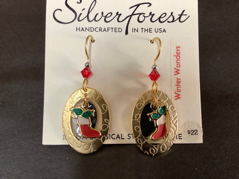 NE-2329 Silver Forest Holiday Earrings