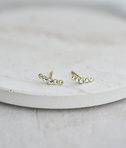 Sosie Designs - Gold Crystal Cluster Stud Earrings (3x10mm)