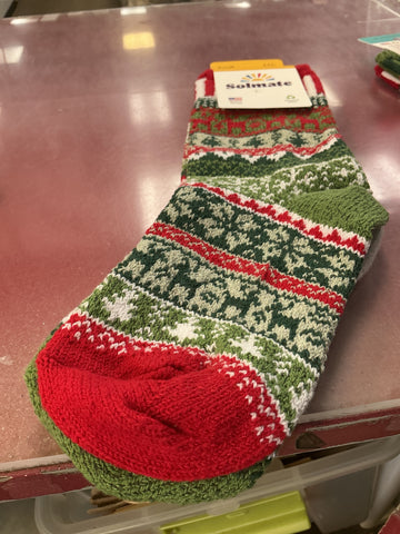 Solmate Socks - Yuletide Crew Socks | Sustainably Made  Size Large Women 10-12 Mens 9-11