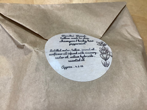Tallow Shampoo /Body Bar Peppermint by artist Lisa R.