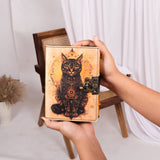 Leather Journal Vintage Notebook with Cat leather Print