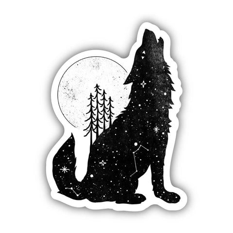 Howling Wolf and Moon Sticker Made in the U.S.A. • High quality and durable vinyl, indoor and outdoor use • Waterproof and weatherproof