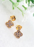 Sosie Designs - Gold Tiny Clover CZ Studs - Clear