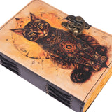Leather Journal Vintage Notebook with Cat leather Print