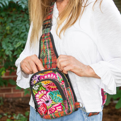 Lucia's Imports - Upcycled ChiChi Convertible Crossbody Backpack