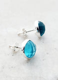 Sosie Designs - Sterling Silver Cushion Studs - Blue Topaz Quartz