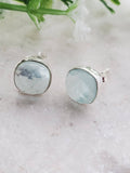Sosie Designs - Sterling Silver Cushion Studs - Sea Foam Chalcedony