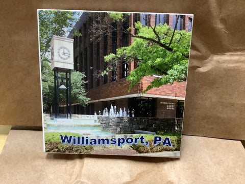 Williamsport Pa. Colored Tile of Clock and Fountain By  Local Artist Elaine