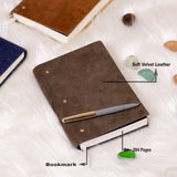 Soft Cover Suede leather diary journal-Grey: Ruled