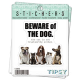 Tipsy Coasters & Gifts - Funny Sticker | Beware of the dog