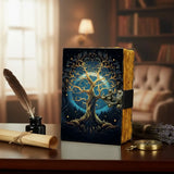 Leather Journal Blank Vintage Notebook with Tree Life Print