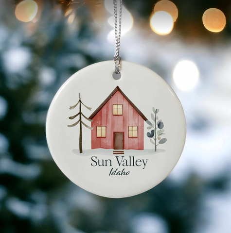 Mad River - Christmas Red Barn Ornament with Your City or State
