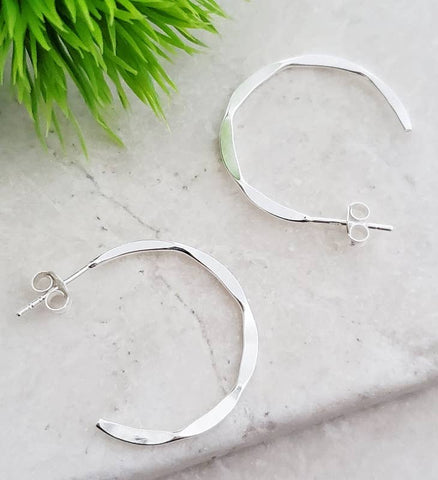 Sosie Designs - Silver Hammered Hoops Earrings