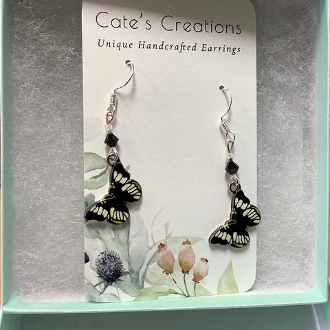 Black and White Butterfly Earrings by Caitlin