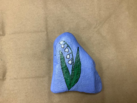 Hand Painted Rock with Lily of the Valley by Cecelia