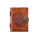 Embossed Leather diary with Sun and moon Stone 200 Travel Journal