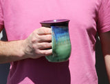 Clay in Motion - The Original Handwarmer Mug: Black and Brown / Left Hand