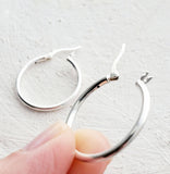 Sosie Designs - #1191 Silver Tube Hoops Earrings (25mm) - Medium