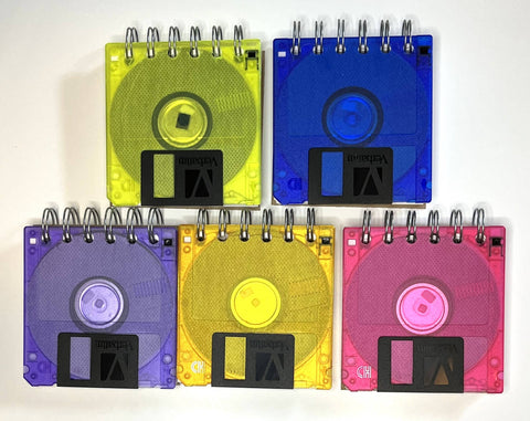 Upcycled Floppy Disk Journals - Cool Fluorescent Colors: Orange