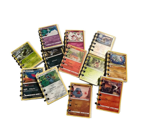 Stuck on you Pokémon Mini bullet journal: upcycled from cards