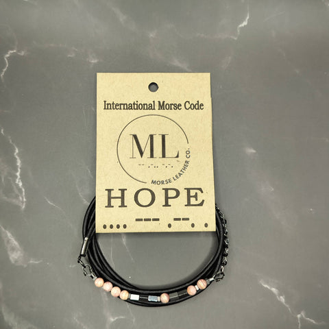 MorseLeather Co. - HOPE - Morse Code Bracelet - Leather - Adjustable