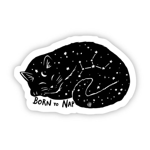 Born to Nap Cat Star Sticker High quality and durable vinyl, indoor and outdoor use • Waterproof and weatherproof