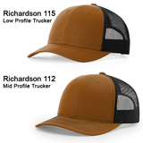 Bigfoot, Sasquatch on Richardson 112 Trucker Hat: Caramel/Black