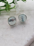 Sosie Designs - Sterling Silver Cushion Studs - Sea Foam Chalcedony