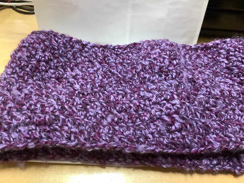 Purple Cowl made by local artist Valerie