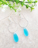 Sosie Designs - Cultured Sea Glass Diamond Cut Teardrop Earrings - Turquoise