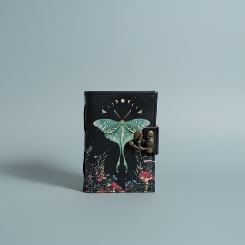 SunlitSage - Mini Journal | Leather Journal | Blank Vintage Journal: Luna Moth