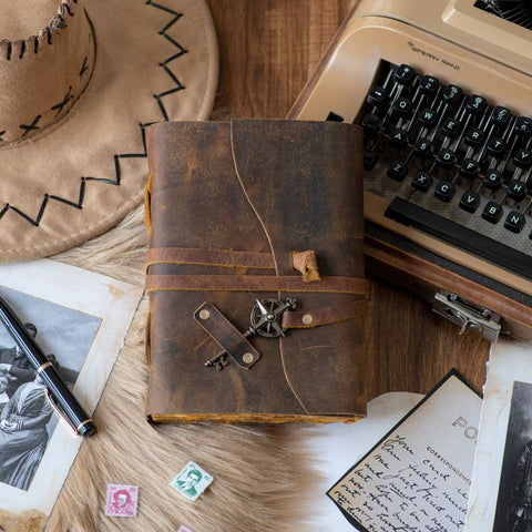 Vintage Leather Bound Diary with Key