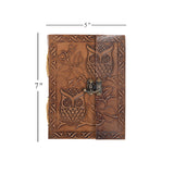 Owl Embossed Leather diary with 200 Handmade pages