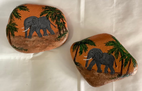 Hand Painted Elephant Rocks by Cecelia. (One per purchase)