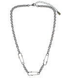 Classic Hardware - Safety Pin Link Necklace: Gun Metal