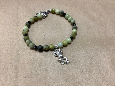 Gemstone bracelet with Frog by local artist Rowdeisha